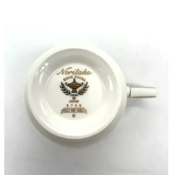 Vintage Noritake Gold and Sable 9758 Set of 4 Tea Cups & Saucers EUC Bone China - Picture 3 of 6
